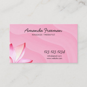 Carte De Visite Aquarelle Pink Lotus Thérapiste de massage