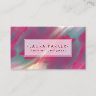 Carte De Visite Aquarelle Pink Splatter Artiste de maquillage Abst