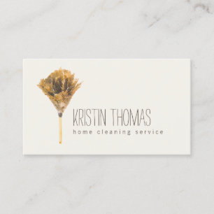 Carte De Visite Aquarelle Plumes Duster Accueil Nettoyage ivoire