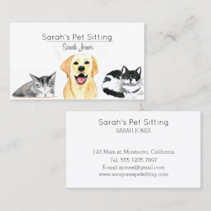 Carte De Visite Aquarelle pour animal de compagnie assis Chien Cha
