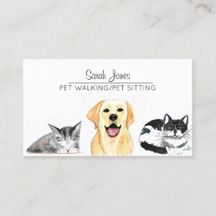 Carte De Visite Aquarelle pour animal de compagnie assis Chien Cha