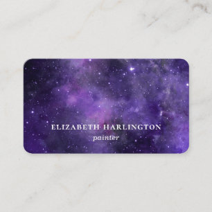 Carte De Visite Aquarelle pourpre espace. étoiles de galaxie moder