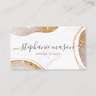 Carte De Visite Aquarelle Résumé Moderne Marbre Paillettes Or Abst