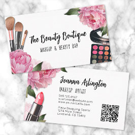 Carte De Visite Aquarelle rose Artiste maquillage de beauté