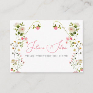 Carte De Visite Aquarelle rose Beige esthétique Florale avec QR