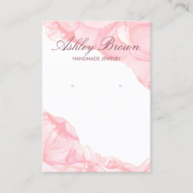 Carte De Visite Aquarelle rose Bijoux artisanal Écran d'oreille (Devant)