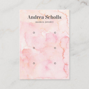 Carte De Visite Aquarelle rose bijoux en gras 3 oreille