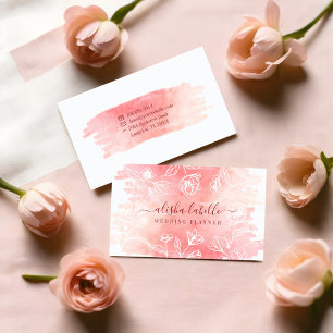 Carte De Visite Aquarelle rose-bleu féminine Laver & dentelle Flor