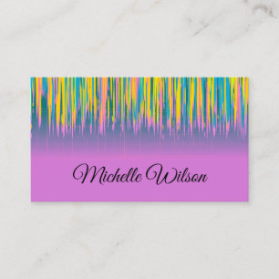 Carte De Visite Aquarelle rose bleu jaune Paint