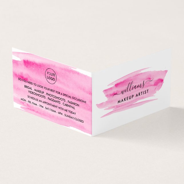 Carte De Visite Aquarelle rose brosse, maquillage fidélité (Extérieur)