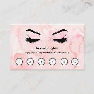 Carte De Visite Aquarelle rose Browbar Eyelash Loyauté personnalis