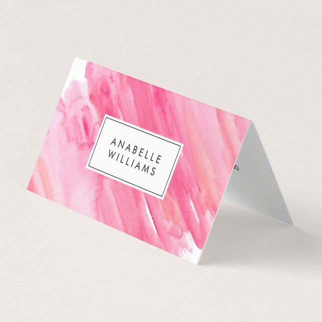 Carte De Visite Aquarelle rose chaud moderne (Devant)