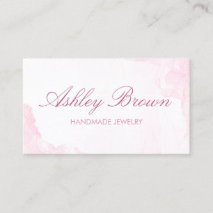 Carte De Visite Aquarelle rose Collier de bijoux artisanal