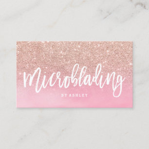 Carte De Visite Aquarelle rose de rose de parties scintillantes