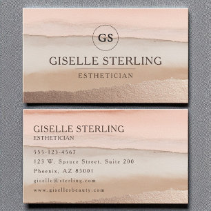 Carte De Visite Aquarelle Rose Esthétique Or Blush Beige