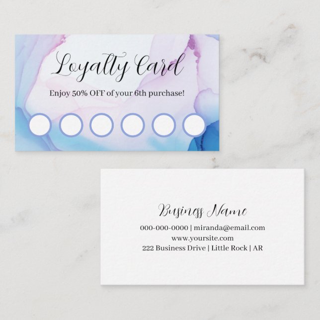 Carte De Visite Aquarelle rose et bleu Loyauté professionnelle (Devant / Derrière)