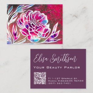 Carte De Visite Aquarelle rose et violet Dahlia jolie beauté flora