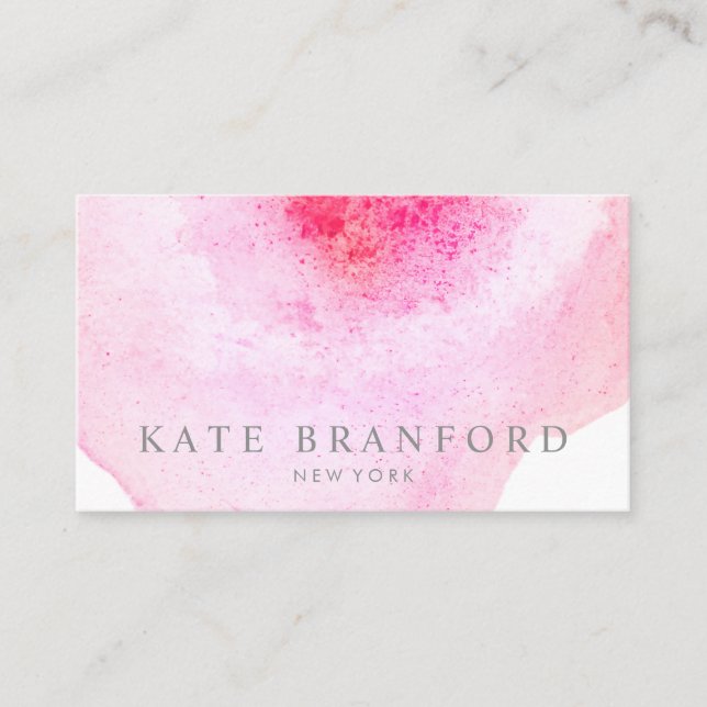 Carte De Visite Aquarelle rose Floral (Devant)