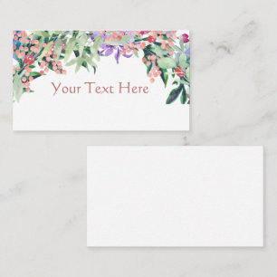 Carte De Visite Aquarelle rose floral et vert olive