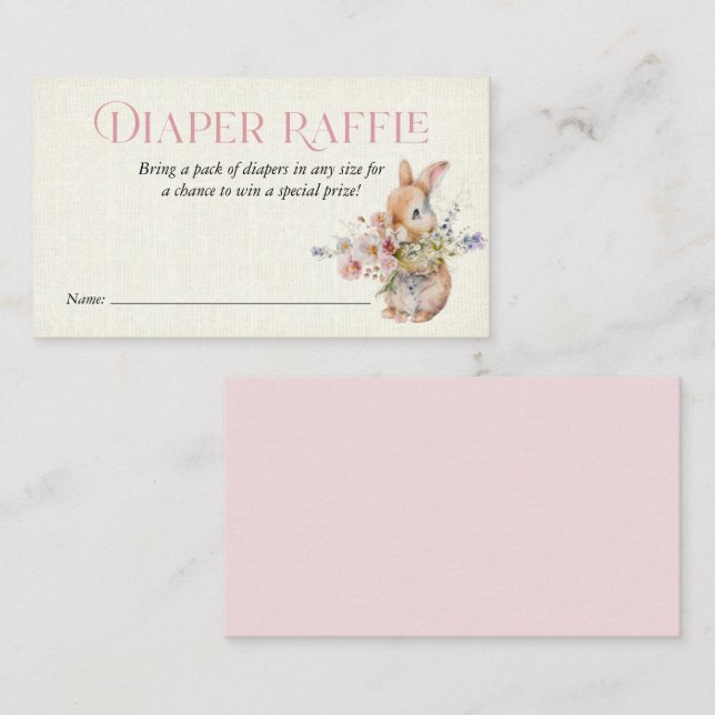 Carte De Visite Aquarelle rose Floral Lapin Papier Raffin Insérer (Devant / Derrière)