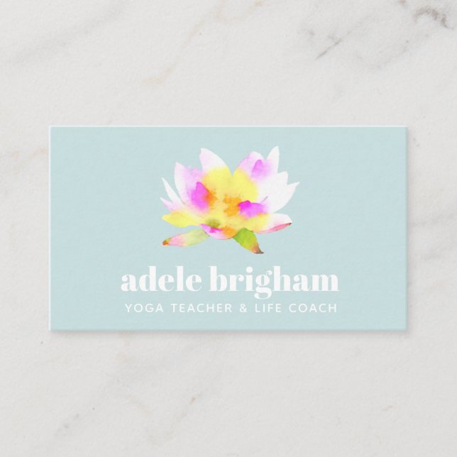 Carte De Visite Aquarelle rose Lotus Fleur Floral (Devant)
