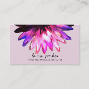 Carte De Visite Aquarelle rose lotus Yoga Soin Massage