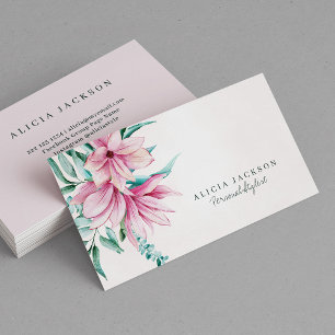 Carte De Visite Aquarelle rose magnolia moderne stylisé personnel