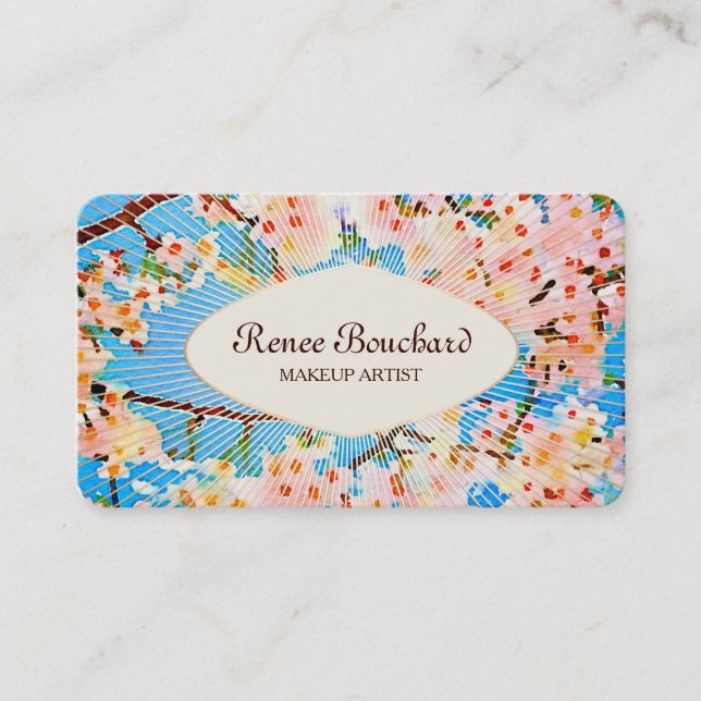 Carte De Visite Aquarelle rose mignonne Floral Retro Beauté Spa (Devant)