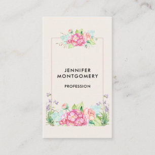 Carte De Visite Aquarelle rose moderne Cadre Floral