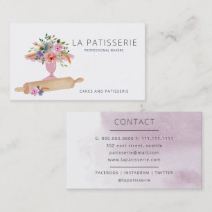 Carte De Visite Aquarelle rose moderne Floral boulangerie pâtisser