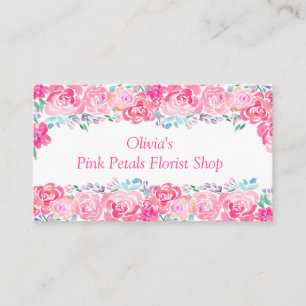 Carte De Visite Aquarelle Rose motif floral