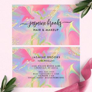 Carte De Visite Aquarelle rose Opal Parties scintillant or