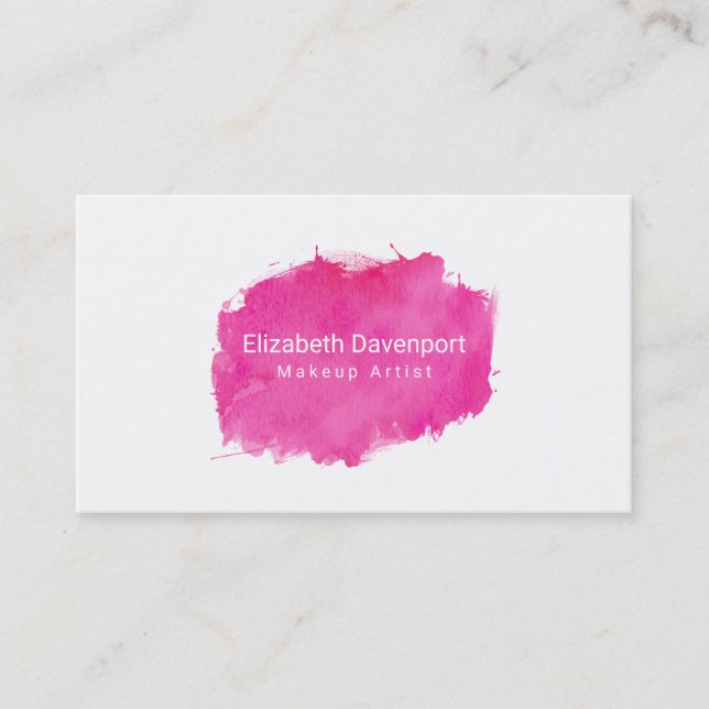 Carte De Visite Aquarelle rose Paint Splatter (Devant)