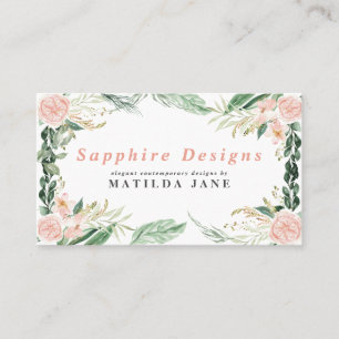 Carte De Visite aquarelle rose pâle fleurs feminie