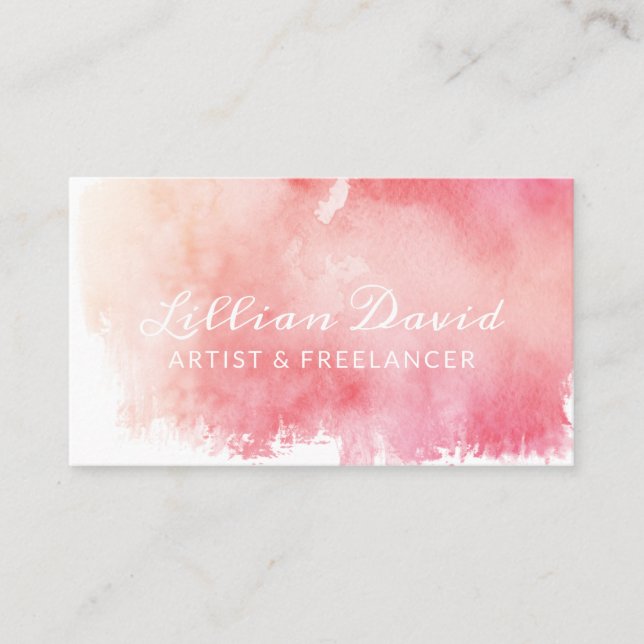 Carte De Visite Aquarelle rose pâle Laver Artistique (Devant)