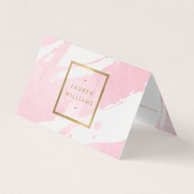Carte De Visite Aquarelle rose pastel Abstraite (Devant)