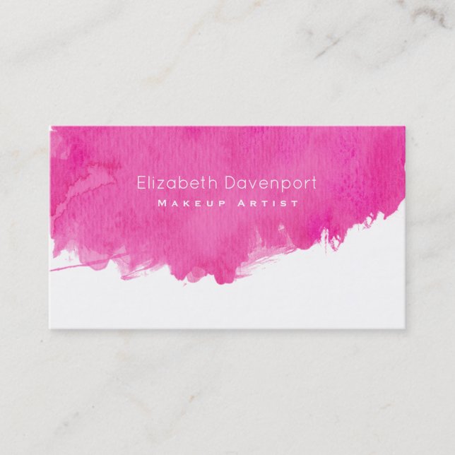 Carte De Visite Aquarelle rose Peinture Artiste maquillage (Devant)
