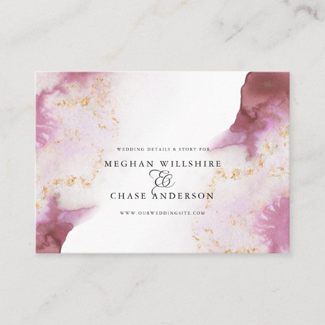 Carte De Visite Aquarelle Rose Quartz Gold Geode BarefootBride™ (Devant)