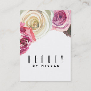 Carte De Visite Aquarelle Rose rose blanc floral glam chic