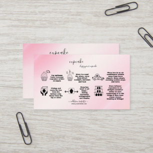 Carte De Visite Aquarelle rose rose moderne Cupcake Care Business