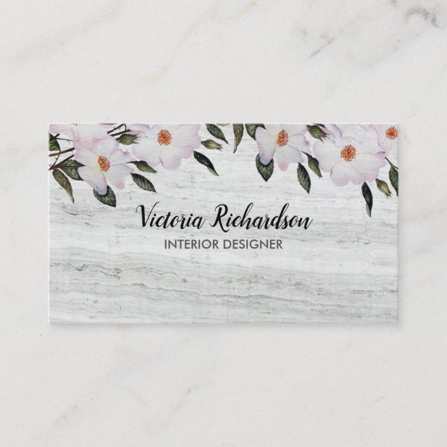 Carte De Visite Aquarelle rose Roses Ballerina Floral Art (Devant)