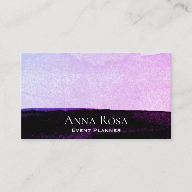 Carte De Visite *~* Aquarelle rose violet noir Lavande Abstraite (Devant)