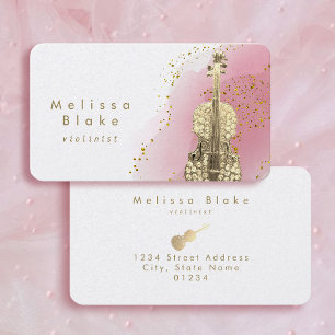 Carte De Visite aquarelle rose violoniste