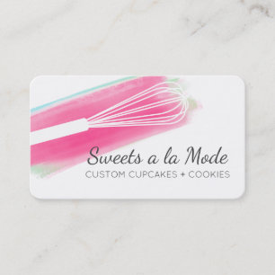 Carte De Visite Aquarelle rose whisky boulangerie pâtisserie chef