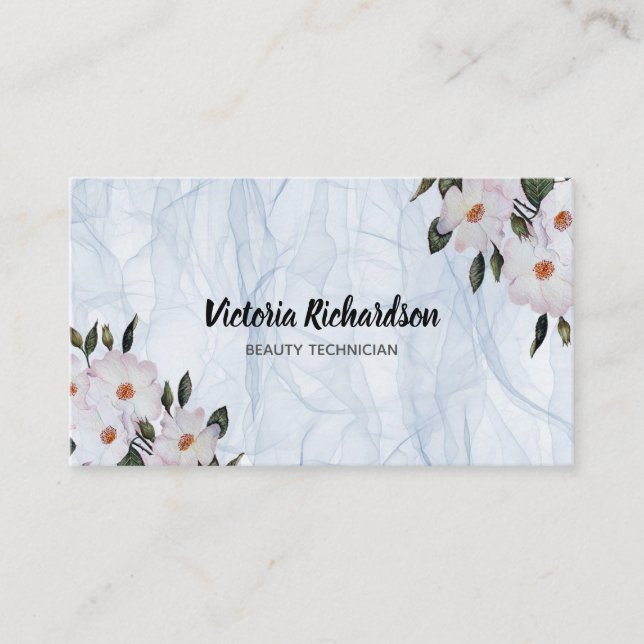 Carte De Visite Aquarelle Roses roses Ballerina Floral Organza (Devant)