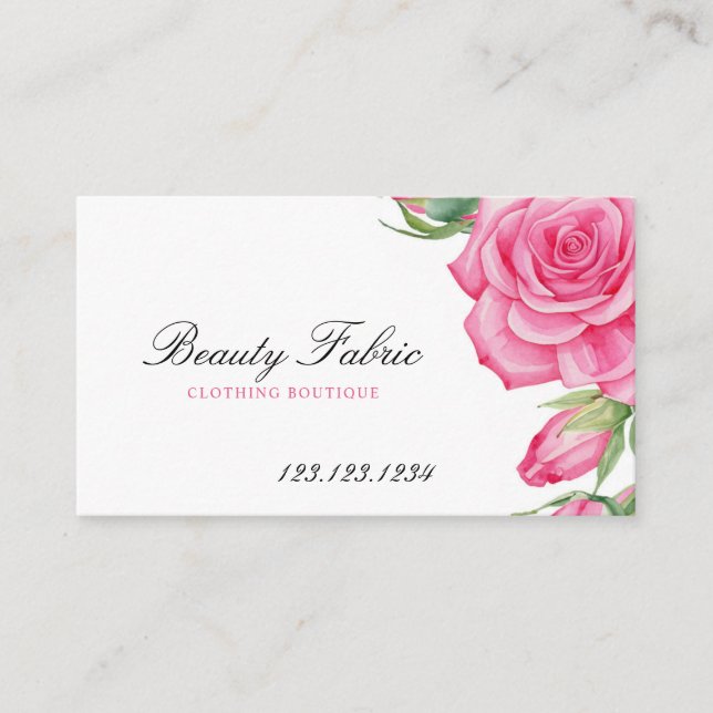 Carte De Visite Aquarelle Roses Roses Rose Vêtements Mode Boutique (Devant)