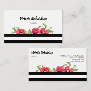 Carte De Visite Aquarelle Rouge Poppies Design floral