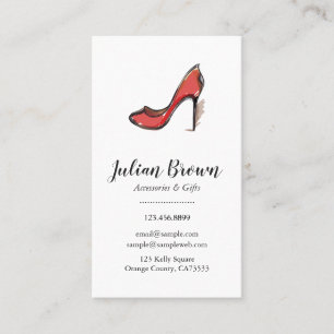 Carte De Visite Aquarelle Rouges talons aiguilles chaussure Stilet
