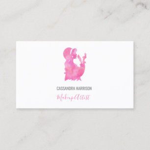 Carte De Visite Aquarelle Silhouette Peinture rose Artiste de maqu