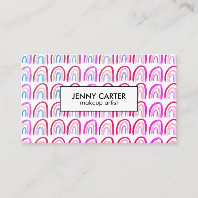 Carte De Visite Aquarelle simple Rainbows Motif Cool violet (Devant)